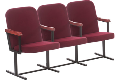 Кресло для конференц-зала (3-х местное, черный муар, махагон) Рим 1 - фото товара 1 из 3