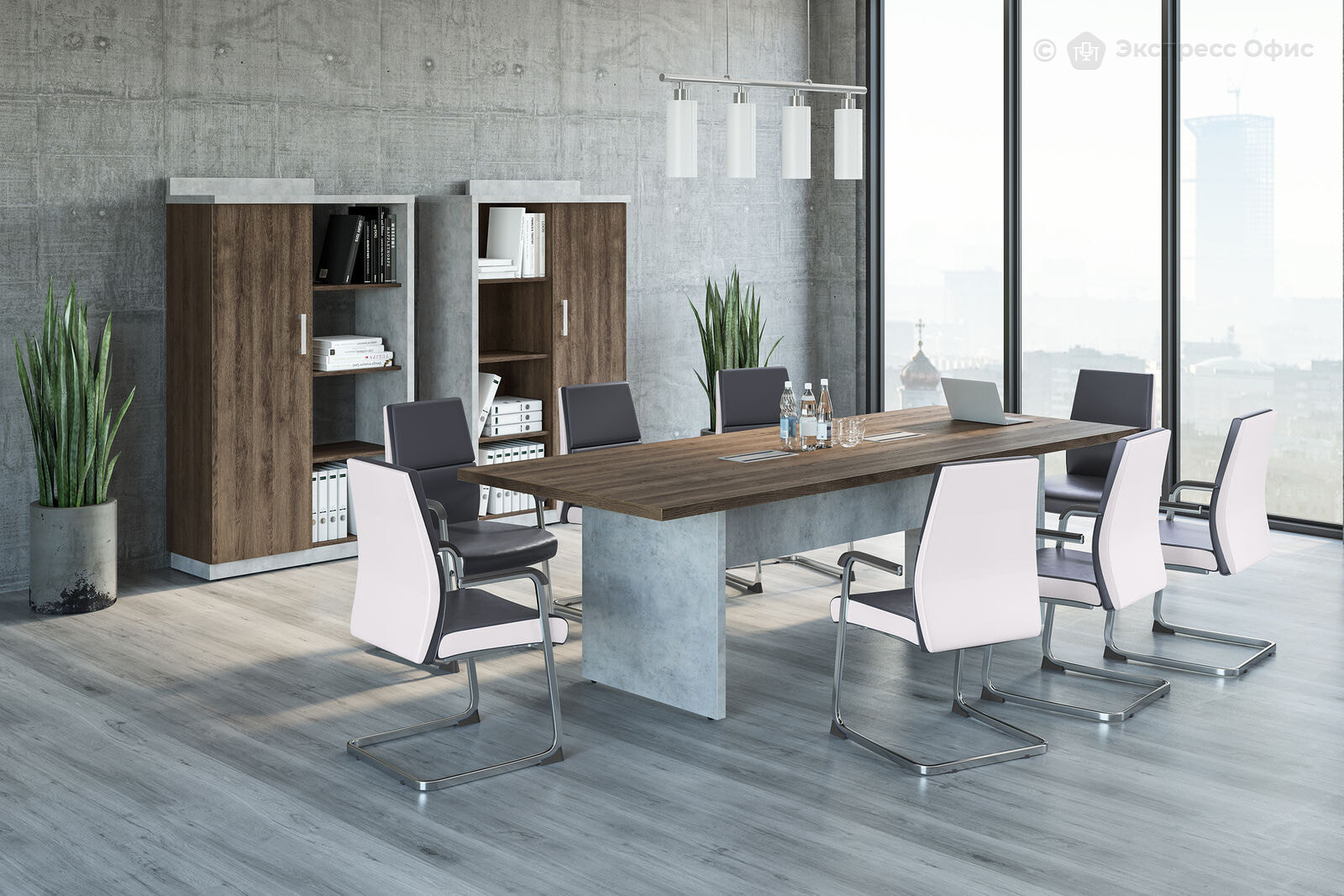  Шкаф для документов (комплект № 2) Wood&Stone СФ-534102 + СФ-535114 Дуб Чарльстон/Бетон Чикаго - фото товара 2 из 3