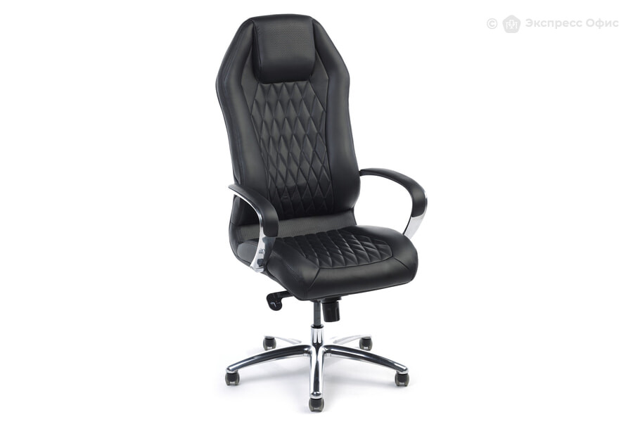  Кресло для руководителя Бюрократ Aura/BLACK Кожа черная - фото товара 1 из 3