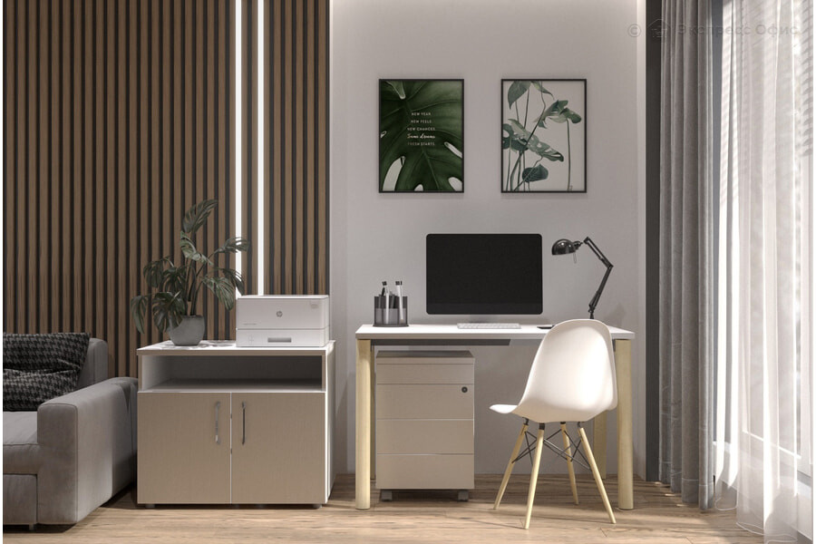 Домашний офис Onix Wood Home Белый бриллиант/Дуб светлый - фото товара 2 из 8