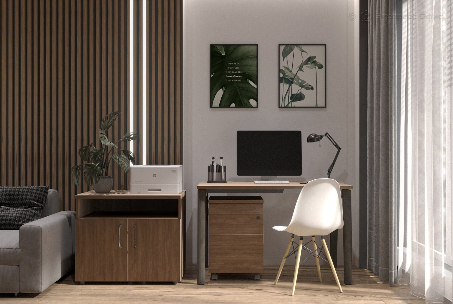  Стол письменный на деревянных опорах Onix wood OW.SP-2.7 Дуб Аризона/Дуб темный - фото товара 2 из 3