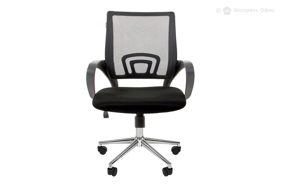  Кресло офисное Chairman 696 хром new Ткань TW-11 (черная)/Сетка серая TW-04 - фото товара 2 из 3