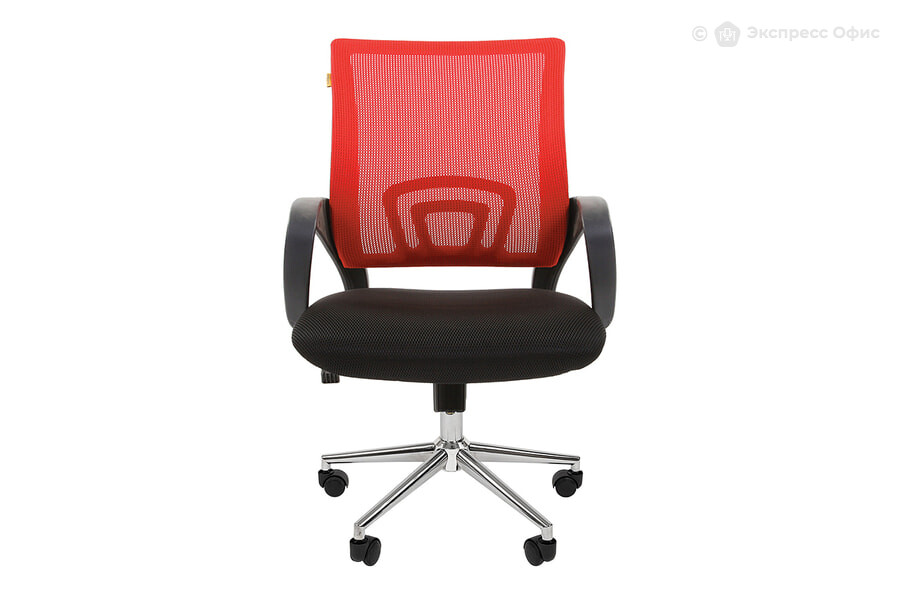  Кресло офисное Chairman 696 хром new Ткань TW-11 (черная)/Сетка TW 69 красная - фото товара 2 из 3