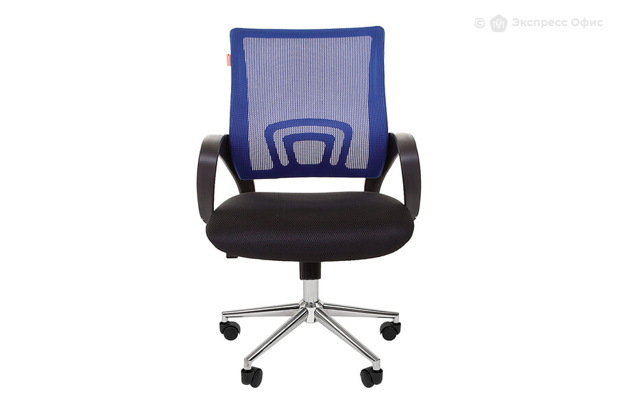  Кресло офисное Chairman 696 хром new Ткань TW-11 (черная)/Сетка TW-05 (синяя) - фото товара 2 из 3