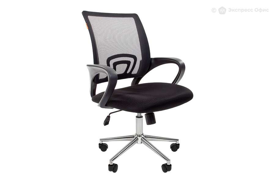  Кресло офисное Chairman 696 хром new Ткань TW-11 (черная)/Cетка TW-01 черная - фото товара 1 из 3