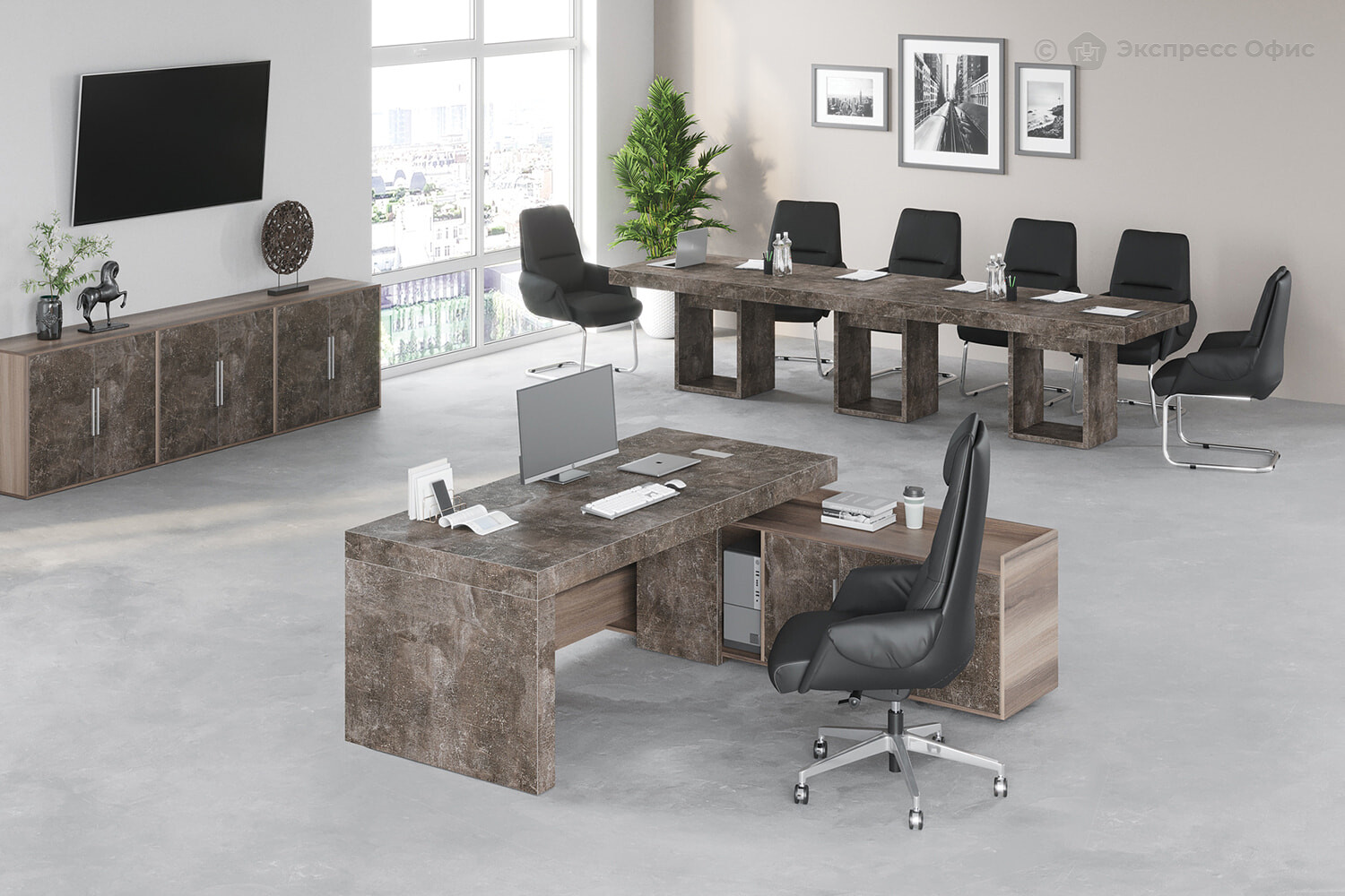  Стол для переговоров B-tone BTN36170044 Бетон темный - фото товара 2 из 3
