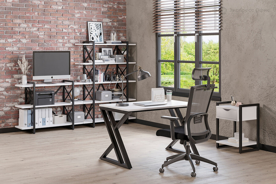 Офисная мебель для персонала Loft Белый бриллиант/Черный металл - фото товара 1 из 3