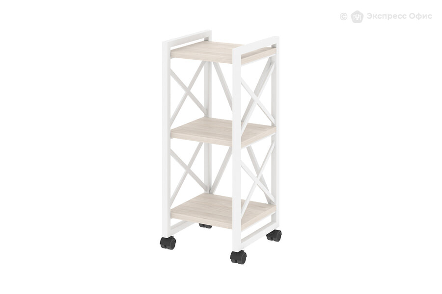 Стеллаж на металлокаркасе (колесные опоры) Loft VR.L-MST.K-3.4 Денвер светлый/Металл белый - фото товара 1 из 1