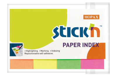 Закладки самоклеящиеся бумажные Stick`n 20x50 мм, 200 шт, 4 цв (21205) - фото товара 1 из 2