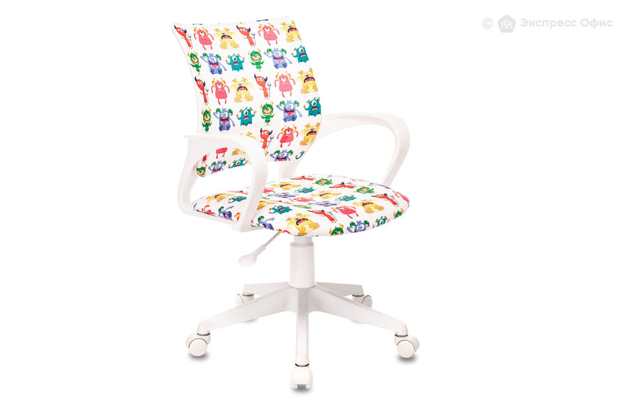  Кресло компьютерное детское Бюрократ Burokids 1 W-MONSTER Ткань белая монстры - фото товара 1 из 3