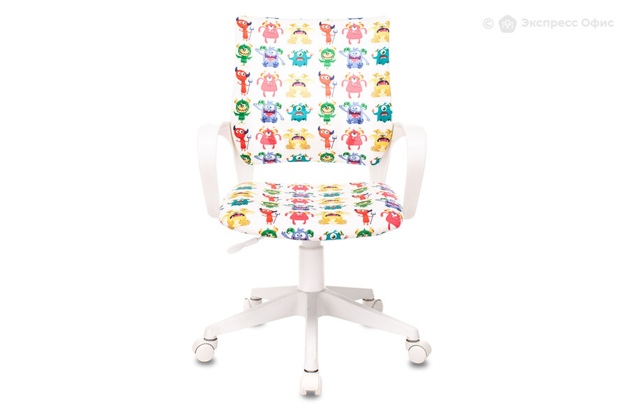  Кресло компьютерное детское Бюрократ Burokids 1 W-MONSTER Ткань белая монстры - фото товара 2 из 3