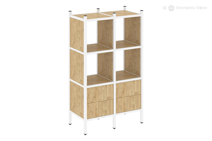  Стеллаж на металлокаркасе Loft VR.L-03 Тиквуд светлый/Металл белый - фото товара 1 из 1