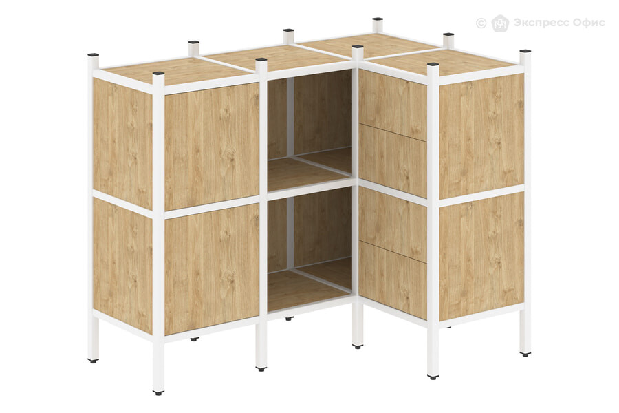  Стеллаж на металлокаркасе Loft VR.L-28 Тиквуд светлый/Металл белый - фото товара 1 из 1
