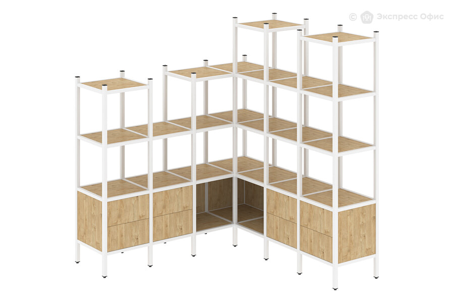  Стеллаж на металлокаркасе Loft VR.L-41 Тиквуд светлый/Металл белый - фото товара 1 из 1