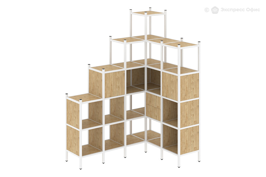  Стеллаж на металлокаркасе Loft VR.L-44 Тиквуд светлый/Металл белый - фото товара 1 из 1