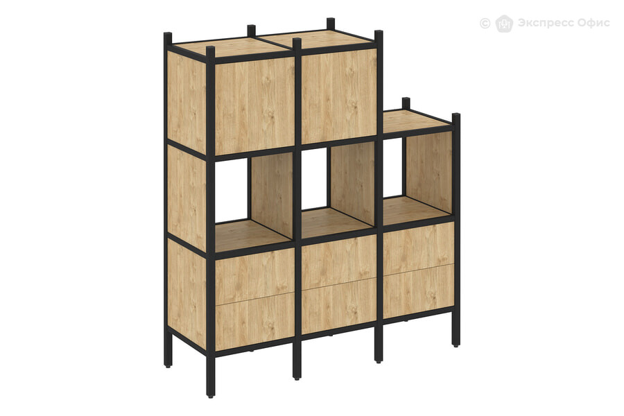  Стеллаж на металлокаркасе Loft VR.L-15 Тиквуд светлый/Металл черный - фото товара 1 из 1