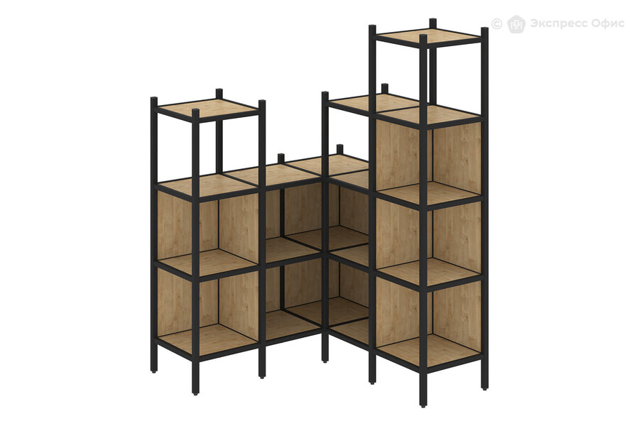  Стеллаж на металлокаркасе Loft VR.L-39 Тиквуд светлый/Металл черный - фото товара 1 из 1