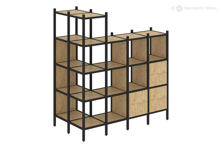  Стеллаж на металлокаркасе Loft VR.L-57 Тиквуд светлый/Металл черный - фото товара 1 из 1