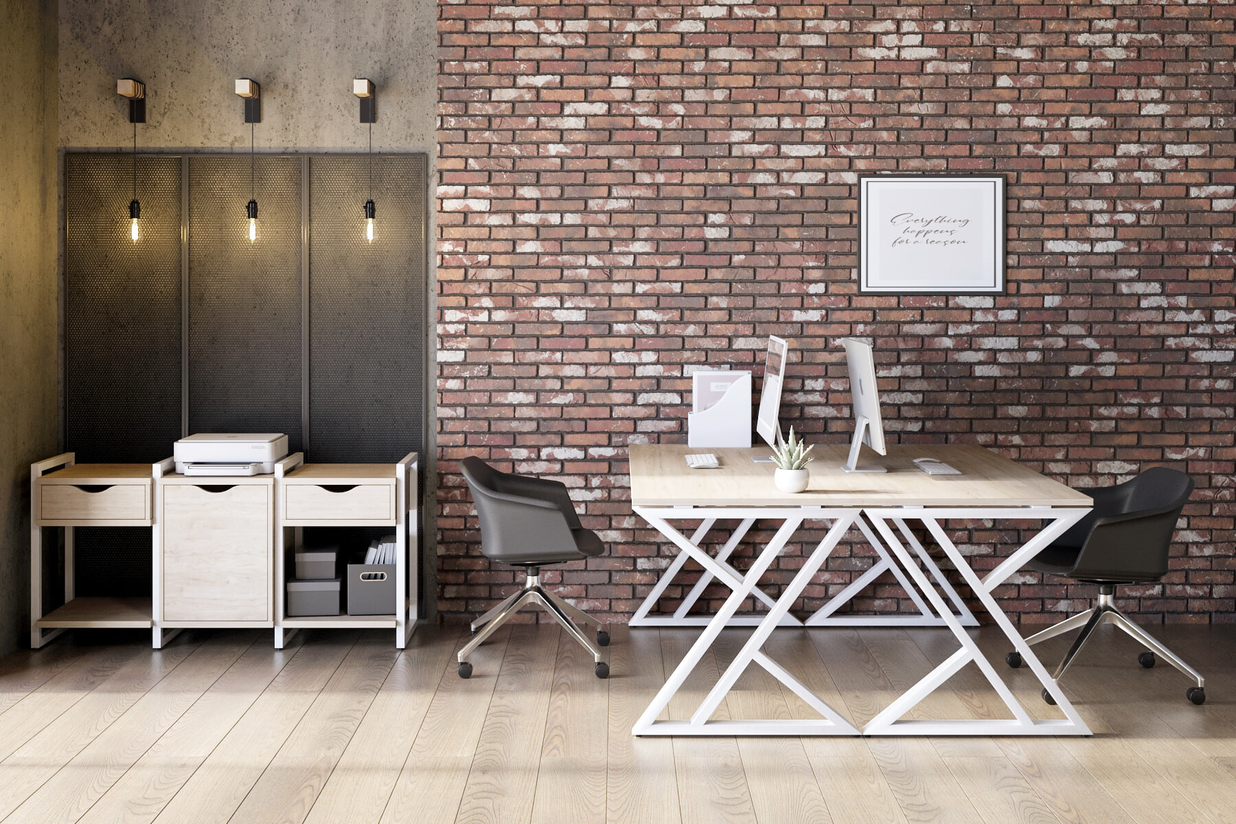 Компьютерный стол Loft VR.L-SRX-4.7 Денвер светлый, Металл белый за 22 ...