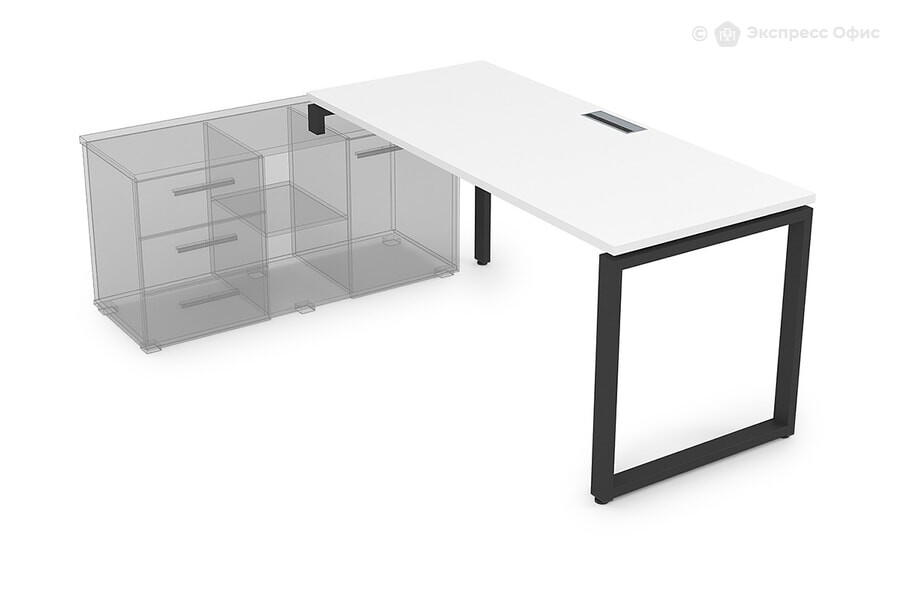  Стол письменный левый (три опоры) Gloss СТЛ-О.975 Белый Премиум/Черный металл - фото товара 1 из 2