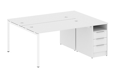 Стол-бенч двойной на П-образном м/к с опорной тумбой Metal system quattro 40x40 40БП.РС-СТП-2.3 - фото товара 1 из 3