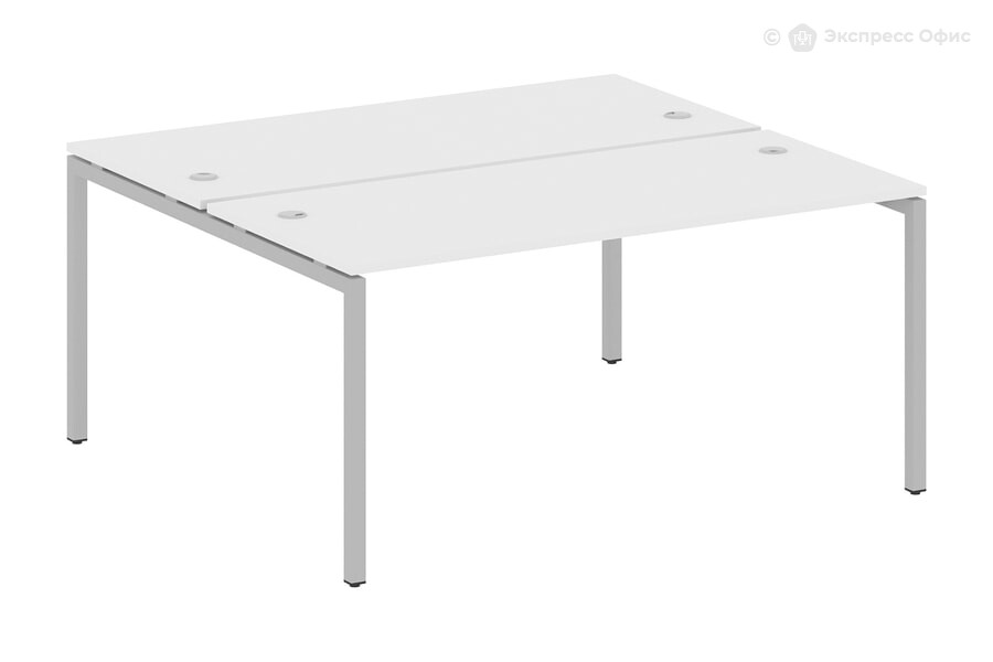  Стол-бенч двойной на П-образном м/к Metal system quattro 40x40 40БП.РАС-СП-2.4 Белый/Металл серый - фото товара 1 из 1