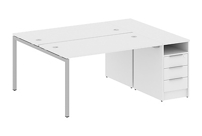Стол-бенч двойной на П-образном м/к с опорной тумбой Metal system quattro 40x40 40БП.РС-СТП-2.3 - фото товара 1 из 3