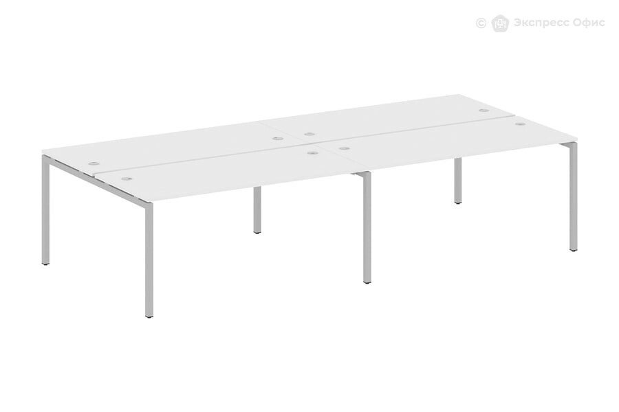  Стол-бенч двойной на 4 раб. места на П-образном м/к Metal system quattro 40x40 40БП.СМ-4.4 Белый/Металл серый - фото товара 1 из 1