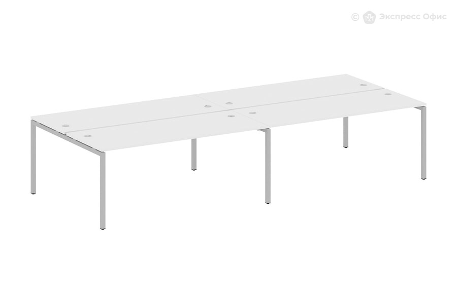  Стол-бенч двойной на 4 раб. места на П-образном м/к Metal system quattro 40x40 40БП.СМ-4.5 Белый/Металл серый - фото товара 1 из 1