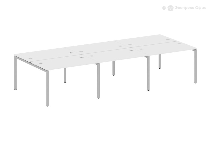  Стол-бенч двойной на 6 раб.мест на П-образном м/к Metal system quattro 40x40 40БП.СМ-6.2 Белый/Металл серый - фото товара 1 из 1