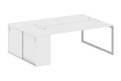 Стол-бенч двойной на О-образном м/к с опорным шкафом-купе Metal system quattro 40x40 40БО.РС-СШК-1.5 - фото товара 1 из 3