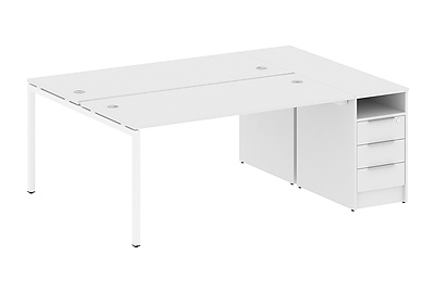 Стол-бенч двойной на П-образном м/к с опорной тумбой Metal system quattro 40x40 40БП.РС-СТП-2.4 - фото товара 1 из 3