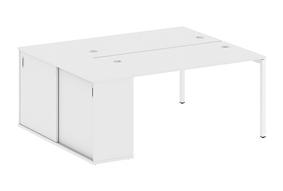 Стол-бенч двойной на П-образном м/к с опорным шкафом-купе Metal system quattro 40x40 40БП.РС-СШК-1.3 - фото товара 1 из 3