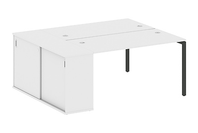 Стол-бенч двойной на П-образном м/к с опорным шкафом-купе Metal system quattro 40x40 40БП.РС-СШК-1.3 - фото товара 1 из 3