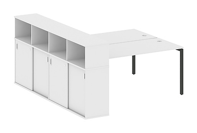 Стол-бенч двойной на П-образном м/к с опорным шкафом-купе Metal system quattro 40x40 40БП.РС-СШК-4.4 - фото товара 1 из 3