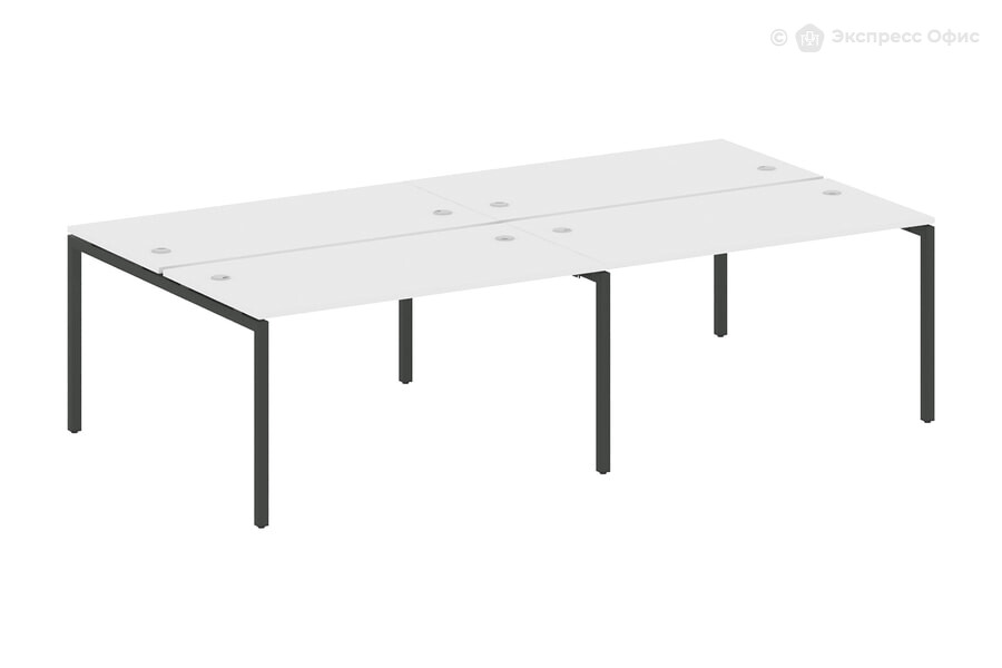  Стол-бенч двойной на 4 раб. места на П-образном м/к Metal system quattro 40x40 40БП.СМ-4.3 Белый/Металл антрацит - фото товара 1 из 1