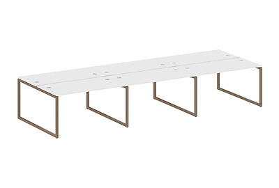 Стол-бенч двойной на 6 раб.мест на О-образном м/к Metal system quattro 40x40 40БО.СМ-6.3 - фото товара 1 из 3