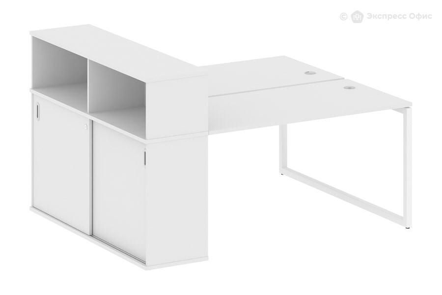  Стол-бенч двойной на О-образном м/к с опорным шкафом-купе Metal system quattro 40x40 40БО.РС-СШК-2.3 Белый/Металл белый - фото товара 1 из 3