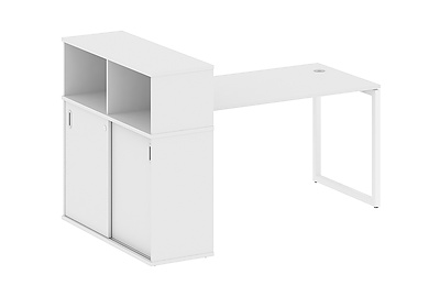 Стол письменный на О-образном м/к с опорным шкафом-купе Metal system quattro 40x40 40БО.РС-СШК-3.3 - фото товара 1 из 3