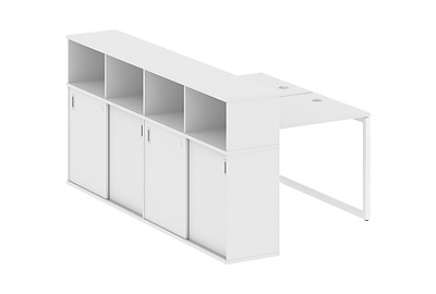 Стол-бенч двойной на О-образном м/к с опорным шкафом-купе Metal system quattro 40x40 40БО.РС-СШК-4.1 - фото товара 1 из 3