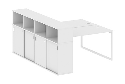 Стол-бенч двойной на О-образном м/к с опорным шкафом-купе Metal system quattro 40x40 40БО.РС-СШК-4.3 - фото товара 1 из 3