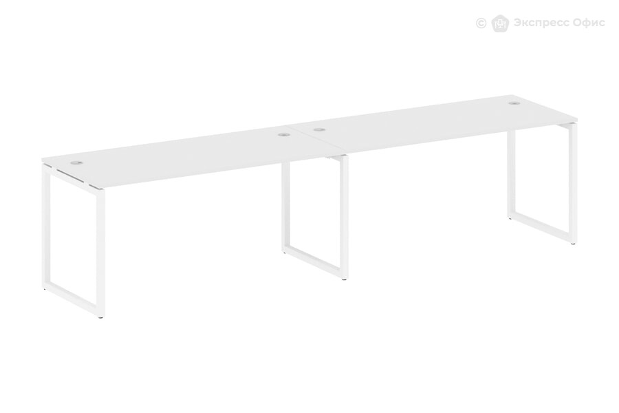  Стол-бенч линейный на 2 раб.места на О-образном м/к Metal system quattro 40x40 40БО.СМ-2.4 Белый/Металл белый - фото товара 1 из 3