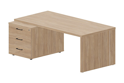 Стол для руководителя на опорной тумбе 3 ящика (левый) Norman NR180T3GOWOW - фото товара 1 из 2