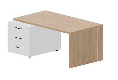 Стол для руководителя на опорной тумбе 3 ящика (левый) Norman NR160T3GOWBL - фото товара 1 из 3