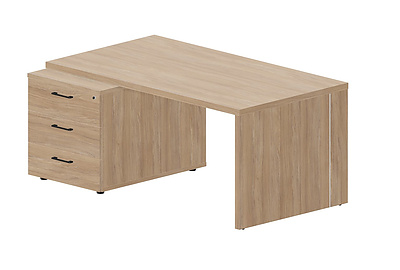 Стол для руководителя на опорной тумбе 3 ящика (левый) Norman NR160T3GOWOW - фото товара 1 из 2