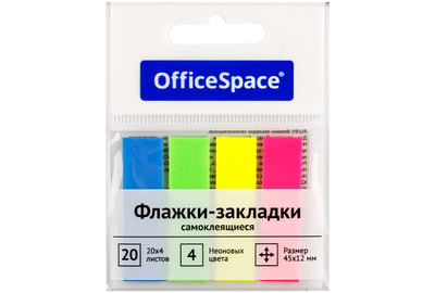 Закладки самоклеящиеся OfficeSpace 45x12 мм, 80 шт, 4 цв (PM_54064) - фото товара 1 из 2