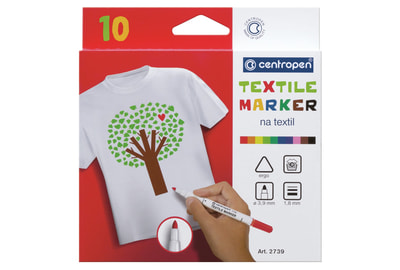 Набор маркеров для декорирования неперманентные по ткани Centropen Textil Marker 2739 1,8 мм, 10 штук (5 2739 1001) - фото товара 1 из 1