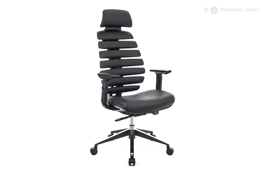  Кресло для руководителя Ergo Black Кожа черная - фото товара 1 из 3