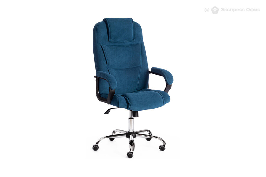  Кресло офисное Bergamo хром (22) Ткань флок синий - фото товара 1 из 3