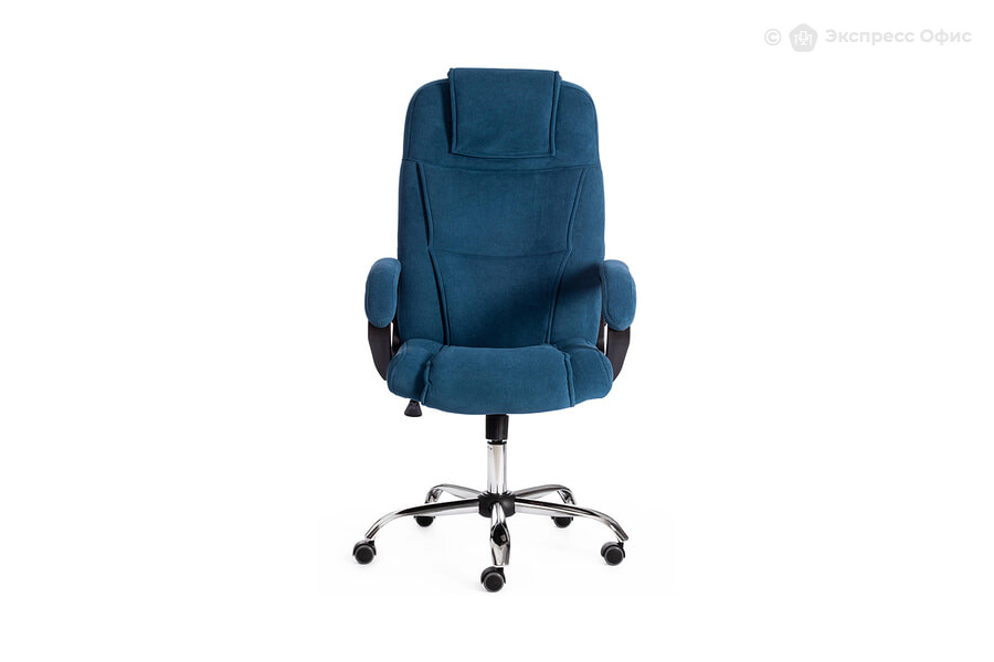  Кресло офисное Bergamo хром (22) Ткань флок синий - фото товара 2 из 3